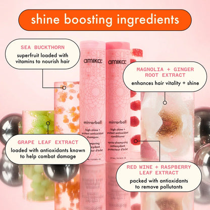 super-sized shine set mirrorball high shine + protect antioxidant shampoo + conditioner + flash mask