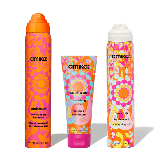 travel-sized soul-utions soulstruck, perk up dry shampoo + soulfood travel haircare set
